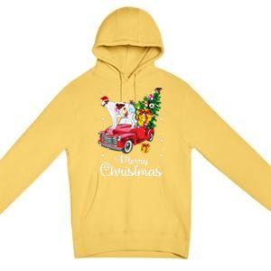 Borzoi Ride Red Truck Christmas Pajama Funny Xmas Dog Cute Gift Premium Pullover Hoodie