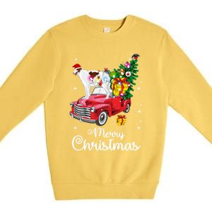 Borzoi Ride Red Truck Christmas Pajama Funny Xmas Dog Cute Gift Premium Crewneck Sweatshirt