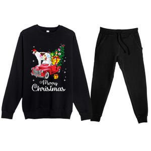 Borzoi Ride Red Truck Christmas Pajama Funny Xmas Dog Cute Gift Premium Crewneck Sweatsuit Set