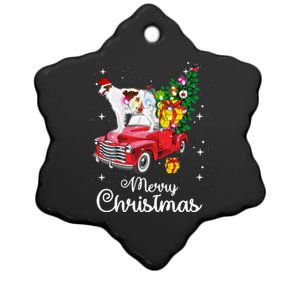 Borzoi Ride Red Truck Christmas Pajama Funny Xmas Dog Cute Gift Ceramic Star Ornament