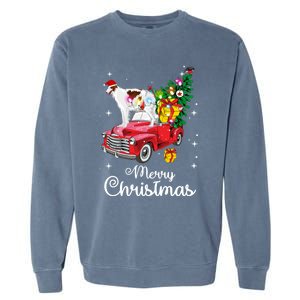 Borzoi Ride Red Truck Christmas Pajama Funny Xmas Dog Cute Gift Garment-Dyed Sweatshirt