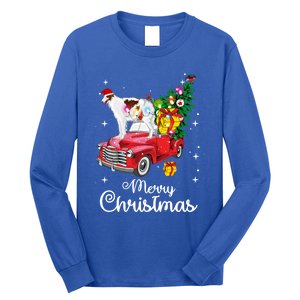 Borzoi Ride Red Truck Christmas Pajama Funny Xmas Dog Cute Gift Long Sleeve Shirt