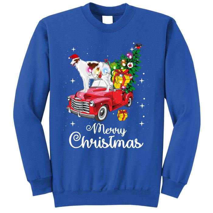 Borzoi Ride Red Truck Christmas Pajama Funny Xmas Dog Cute Gift Sweatshirt