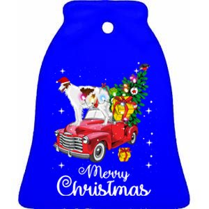 Borzoi Ride Red Truck Christmas Pajama Funny Xmas Dog Cute Gift Ceramic Bell Ornament