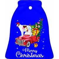 Borzoi Ride Red Truck Christmas Pajama Funny Xmas Dog Cute Gift Ceramic Bell Ornament