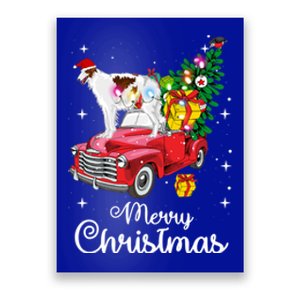 Borzoi Ride Red Truck Christmas Pajama Funny Xmas Dog Cute Gift Poster