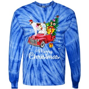 Borzoi Ride Red Truck Christmas Pajama Funny Xmas Dog Cute Gift Tie-Dye Long Sleeve Shirt