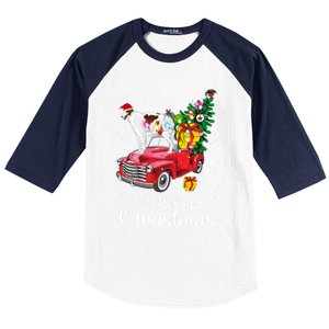 Borzoi Ride Red Truck Christmas Pajama Funny Xmas Dog Cute Gift Baseball Sleeve Shirt