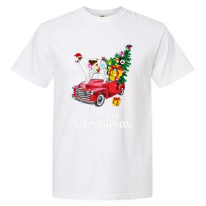 Borzoi Ride Red Truck Christmas Pajama Funny Xmas Dog Cute Gift Garment-Dyed Heavyweight T-Shirt