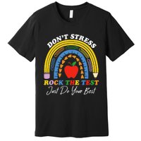 Boho Rainbow Rock The Test Testing Day Teacher Students Premium T-Shirt