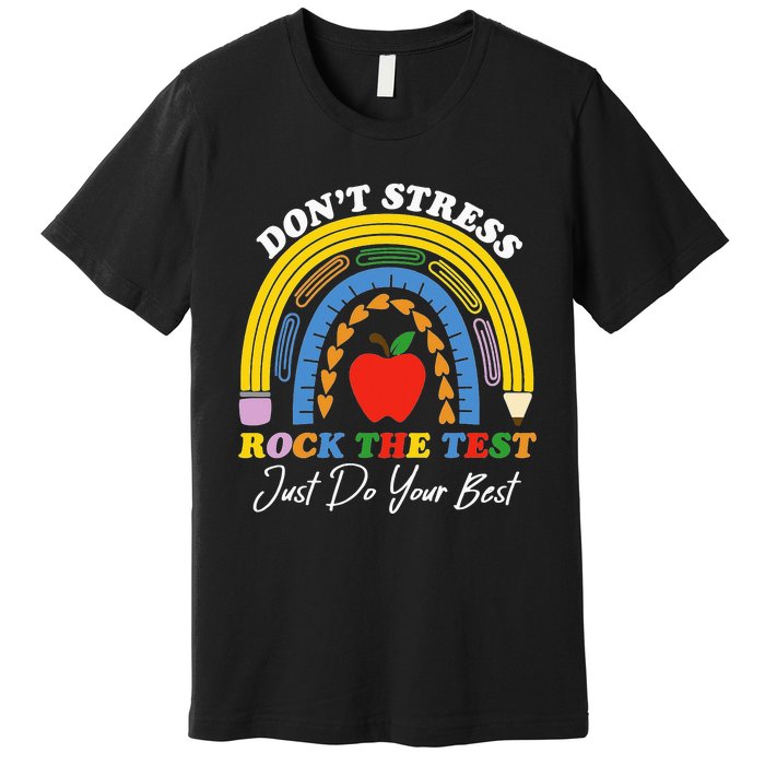 Boho Rainbow Rock The Test Testing Day Teacher Students Premium T-Shirt