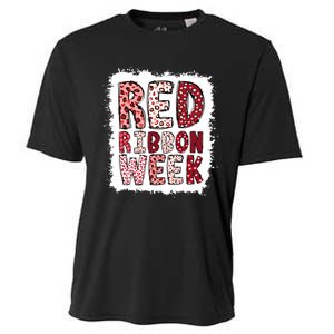 Bleached Red Ribbon Week Leopard We Wear Red For Awareness Cooling Performance Crew T-Shirt