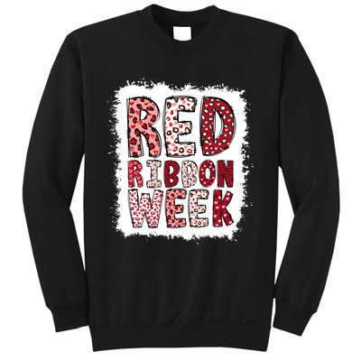 Bleached Red Ribbon Week Leopard We Wear Red For Awareness Sweatshirt