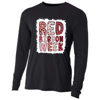 Bleached Red Ribbon Week Leopard We Wear Red For Awareness Cooling Performance Long Sleeve Crew