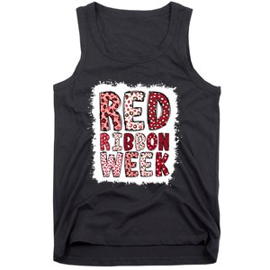 Bleached Red Ribbon Week Leopard We Wear Red For Awareness Tank Top