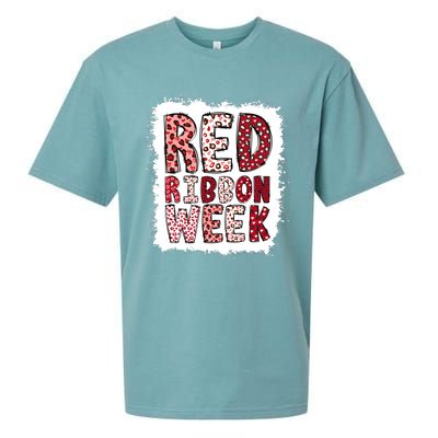 Bleached Red Ribbon Week Leopard We Wear Red For Awareness Sueded Cloud Jersey T-Shirt