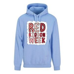 Bleached Red Ribbon Week Leopard We Wear Red For Awareness Unisex Surf Hoodie