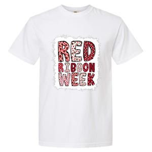 Bleached Red Ribbon Week Leopard We Wear Red For Awareness Garment-Dyed Heavyweight T-Shirt