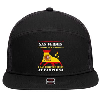 Bull Run Running Of The Bulls At Pamplona July San Fermin 7 Panel Mesh Trucker Snapback Hat