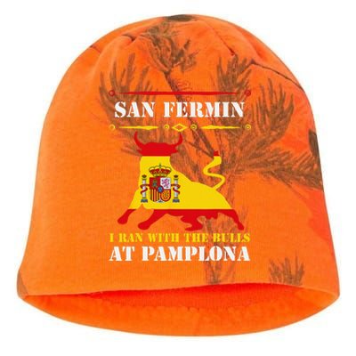 Bull Run Running Of The Bulls At Pamplona July San Fermin Kati - Camo Knit Beanie