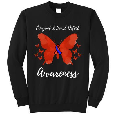 Blue Red Ribbon CHD Congenital Heart Defect Awareness Sweatshirt