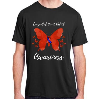 Blue Red Ribbon CHD Congenital Heart Defect Awareness Adult ChromaSoft Performance T-Shirt