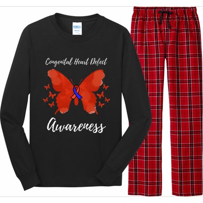 Blue Red Ribbon CHD Congenital Heart Defect Awareness Long Sleeve Pajama Set