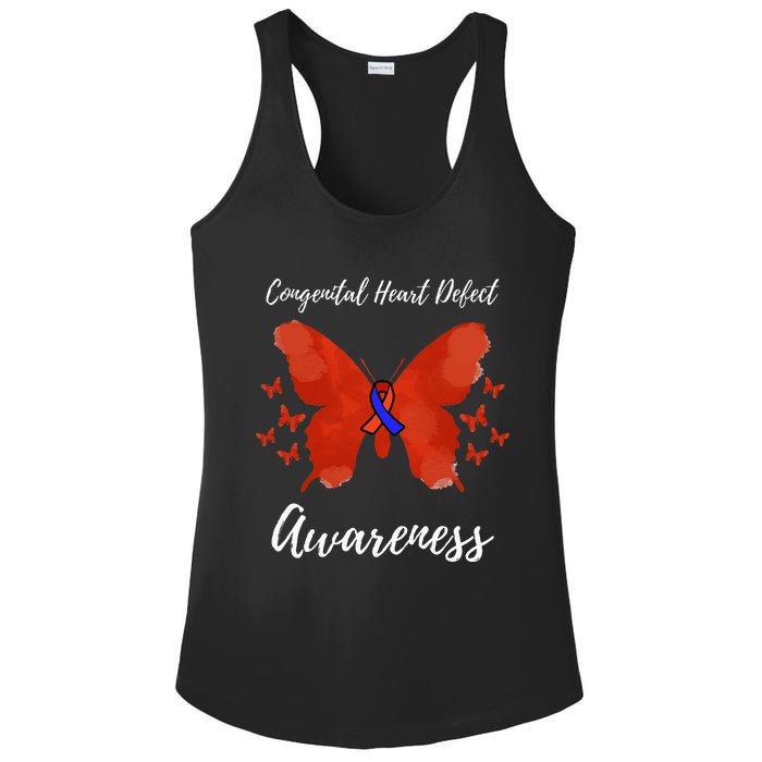 Blue Red Ribbon CHD Congenital Heart Defect Awareness Ladies PosiCharge Competitor Racerback Tank