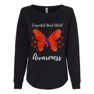 Blue Red Ribbon CHD Congenital Heart Defect Awareness Womens California Wash Sweatshirt