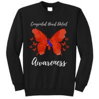 Blue Red Ribbon CHD Congenital Heart Defect Awareness Tall Sweatshirt