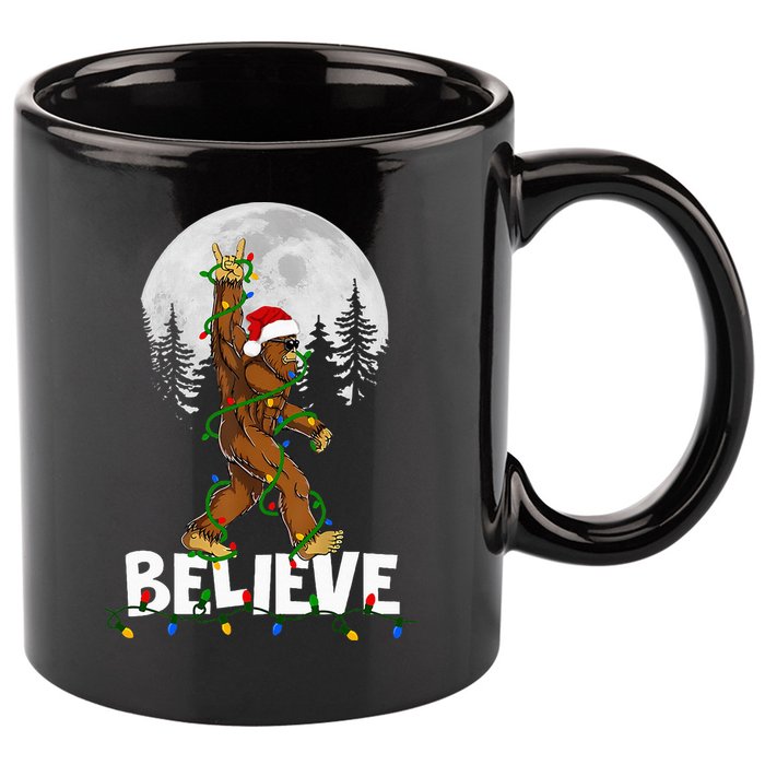 Bigfoot Rock Roll Sasquatch Christmas Believe Gifts  11oz C Handle Ceramic Mug