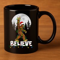Bigfoot Rock Roll Sasquatch Christmas Believe Gifts  11oz C Handle Ceramic Mug