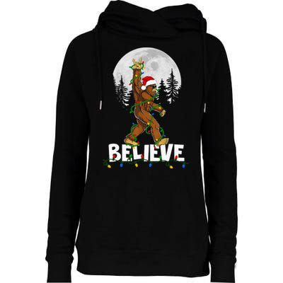 Bigfoot Rock Roll Sasquatch Christmas Believe Gifts  Womens Funnel Neck Pullover Hood
