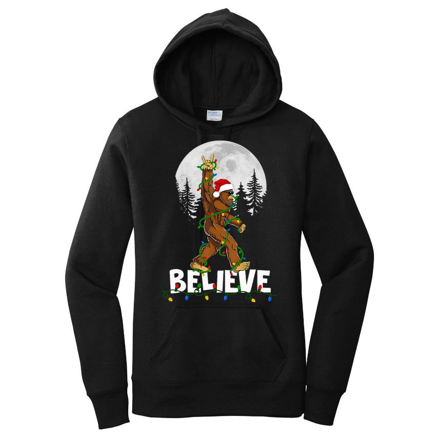 Bigfoot Rock Roll Sasquatch Christmas Believe Gifts  Women's Pullover Hoodie