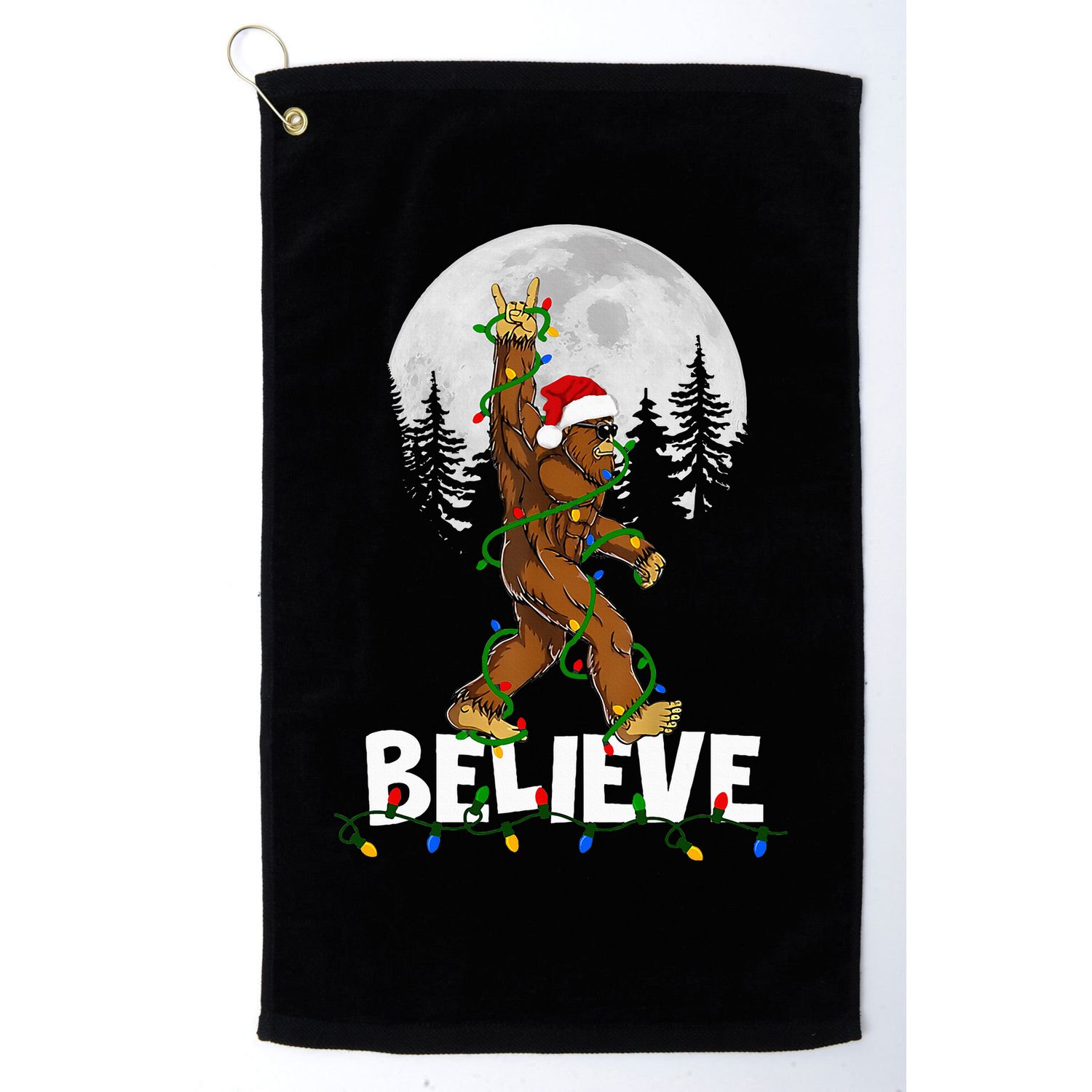 Bigfoot Rock Roll Sasquatch Christmas Believe Gifts  Golf Towel