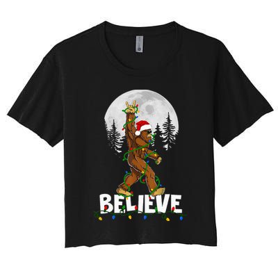 Bigfoot Rock Roll Sasquatch Christmas Believe Gifts  Crop Top