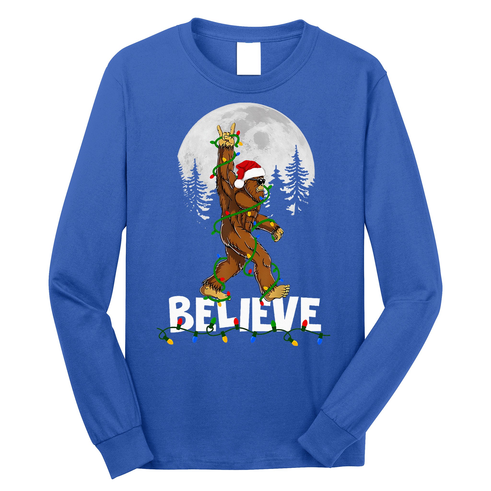 Bigfoot Rock Roll Sasquatch Christmas Believe Gifts  Long Sleeve Shirt