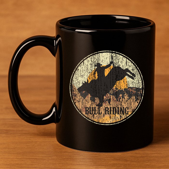 Bull Riding Rodeo Western Country 11oz C Handle Ceramic Mug
