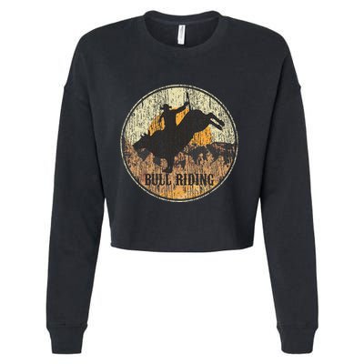 Bull Riding Rodeo Western Country Cropped Pullover Crew