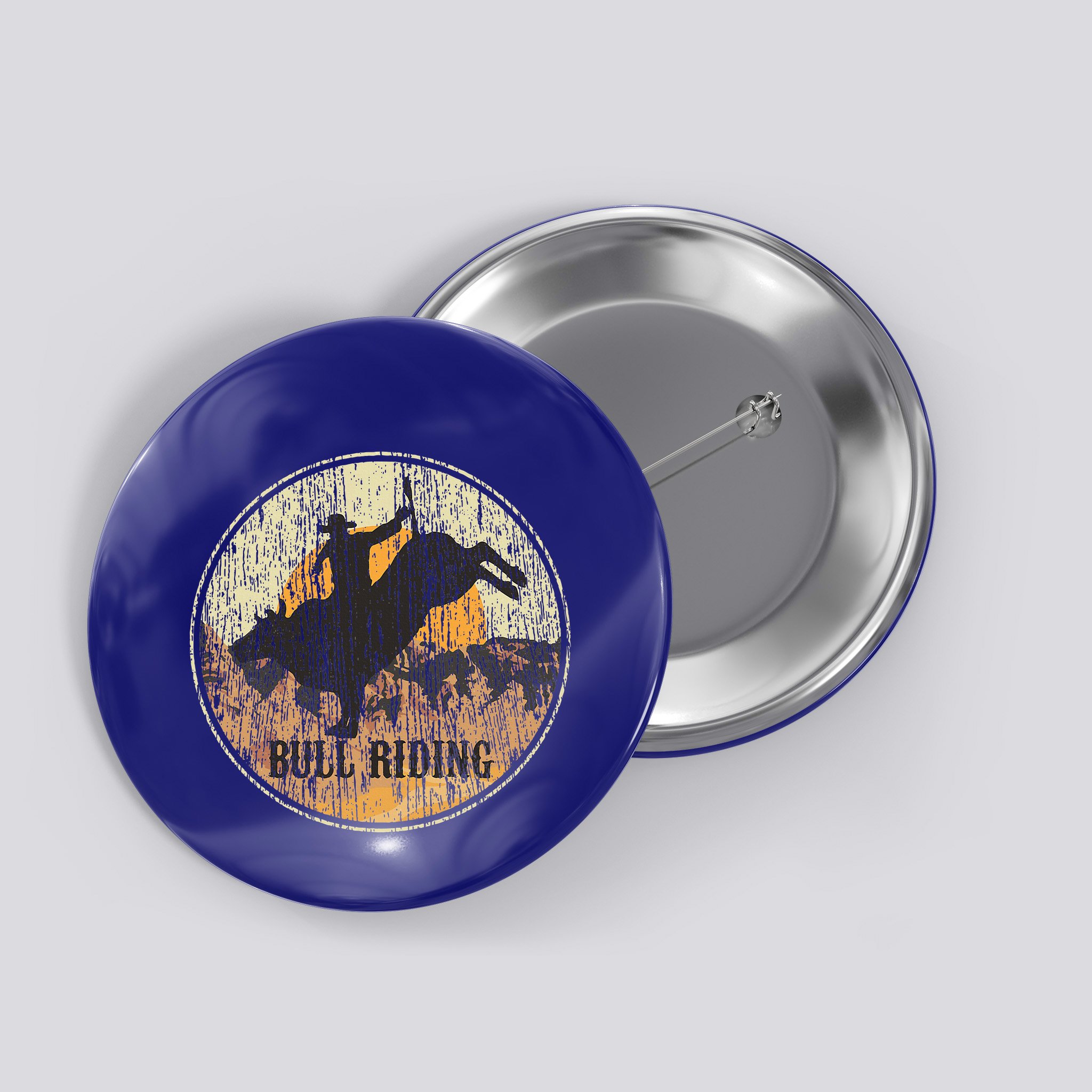 Bull Riding Rodeo Western Country Button