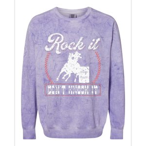 Barrel Racing Rock It Funny Cowgirl Rodeo Horse Barrel Racer Colorblast Crewneck Sweatshirt