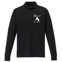 Barrel Racing Rock It Funny Cowgirl Rodeo Horse Barrel Racer Performance Long Sleeve Polo