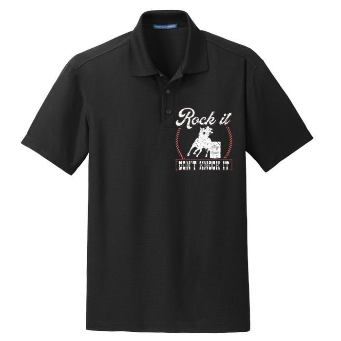 Barrel Racing Rock It Funny Cowgirl Rodeo Horse Barrel Racer Dry Zone Grid Polo