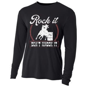 Barrel Racing Rock It Funny Cowgirl Rodeo Horse Barrel Racer Cooling Performance Long Sleeve Crew