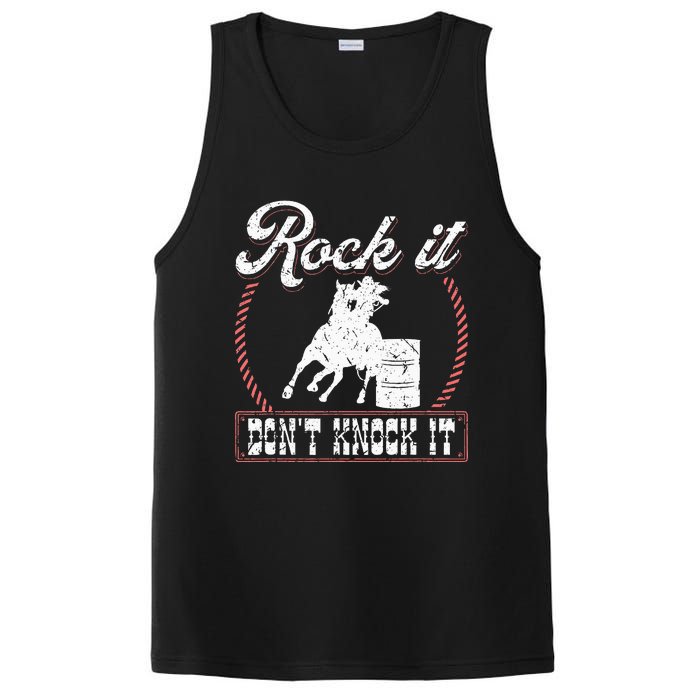 Barrel Racing Rock It Funny Cowgirl Rodeo Horse Barrel Racer PosiCharge Competitor Tank