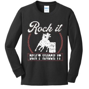 Barrel Racing Rock It Funny Cowgirl Rodeo Horse Barrel Racer Kids Long Sleeve Shirt