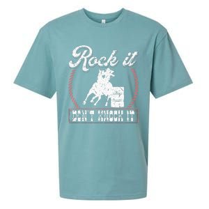 Barrel Racing Rock It Funny Cowgirl Rodeo Horse Barrel Racer Sueded Cloud Jersey T-Shirt