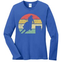 Barrel Racing Rodeo Retro Vintage Gift Ladies Long Sleeve Shirt