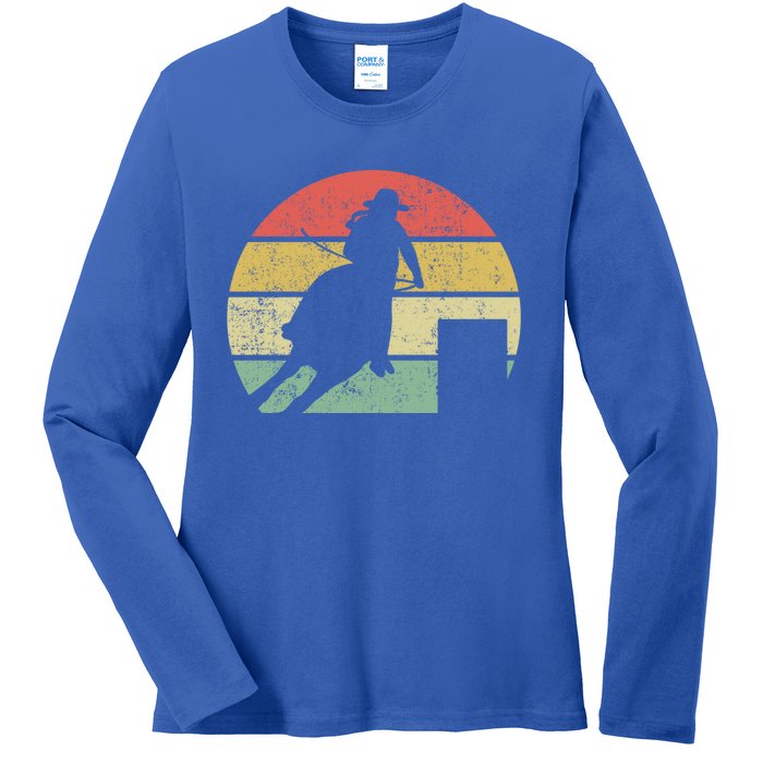 Barrel Racing Rodeo Retro Vintage Gift Ladies Long Sleeve Shirt