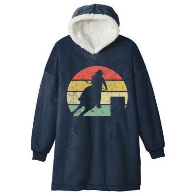 Barrel Racing Rodeo Retro Vintage Gift Hooded Wearable Blanket